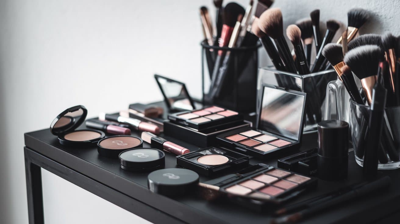 postazione di make up artist professionista per trucco viso ed eventi